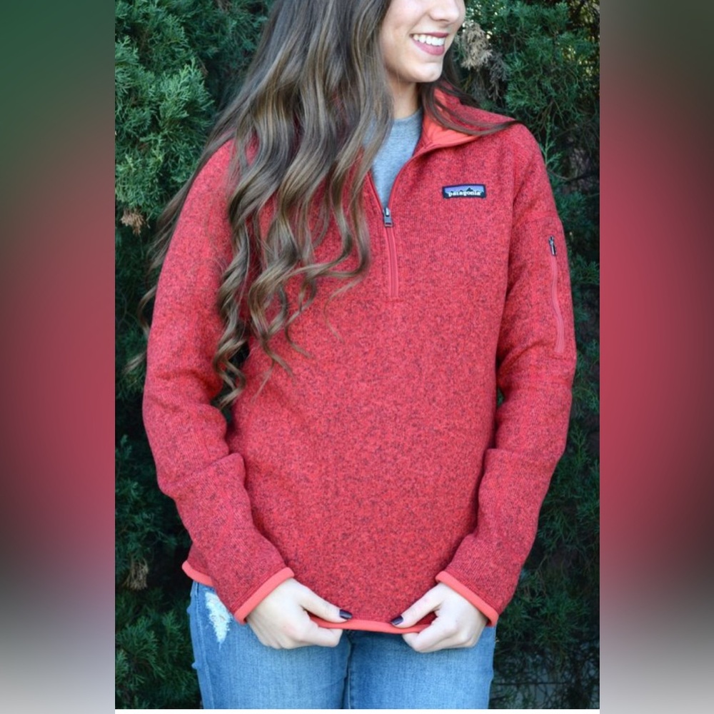 Patagonia Women’s Better Sweater 1/4th zip Fleece-Lined Red XL - Picture 12 of 12